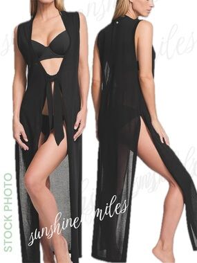 Victoria's Secret Beachwear Vacation Knit Tie-Front Maxi Duster-Style Cover-Up